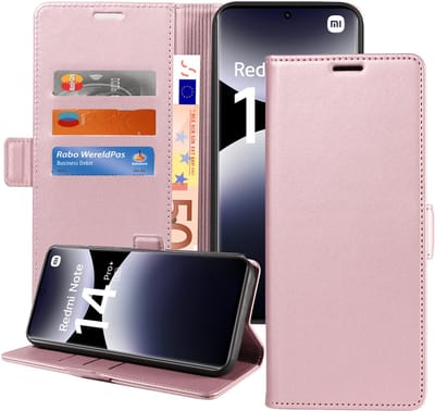ChiGuard Book Case Hoesje geschikt voor Xiaomi Redmi Note 14 Pro / 14 Pro+ 5G - Magnetische Sluiting - Portemonnee Rose