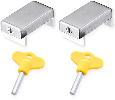 Dailygoody - Schuifraamslot - Veiligheid voor Kinderen - Aluminiumlegering - Verstelbare Sleutel - Deurstopper - Geschikt voor Schuiframen en Deuren
