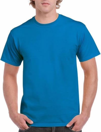 Set van 2x stuks saffierblauw of turquoise katoenen shirt voor heren - voordelige kwaliteits t-shirts, maat: S (36/48)