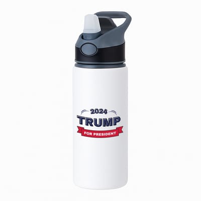 Hacebo® - Trump for president 2024 waterfles met rietje zwart - President - Trump aanhangers - verjaardagscadeau - support - kado - water fles - 650ML