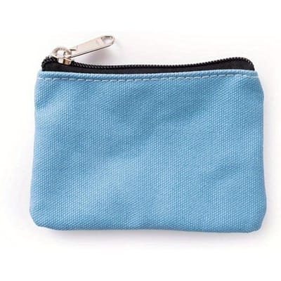 Pochette universelle en toile pour pièces de monnaie, porte-monnaie à fermeture éclair de couleur pure, sac de poche portable pour argent, sac pour pièces de monnaie pour femmes et hommes, petit sac de rangement bleu ciel