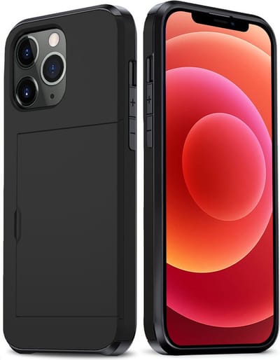 Hoes Geschikt voor iPhone 11 Pro Hoesje Hard Case Met Pas Houder - Hoesje Geschikt voor iPhone 11 Pro Hoes Shockproof Hard Cover Met Kaarthouder - Zwart