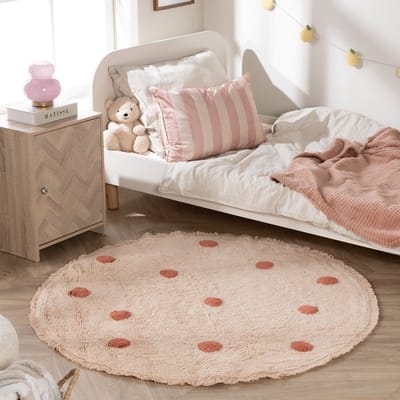 Little Olly Rond Vloerkleed Kinderkamer - Lou Dots Terracotta - Ø 80cm