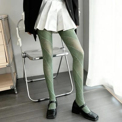 Nieuwe Trendy Twill Jacquard Panty's Voor Vrouwen Sexy Elasticiteit Diagonaal Streep Panty Kousen Lente Herfst Retro Elegante Leggings One Size gray