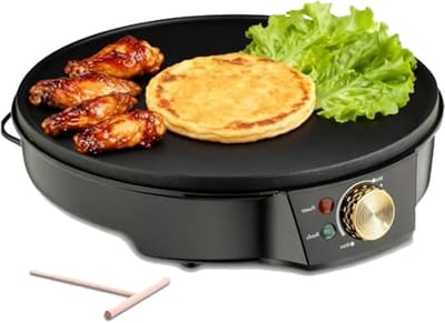 Elektrische Crêpemaker - Pannenkoekenmaker - Lekkere Snacks Maken - Instelbare Temperatuur - 30 Cm Diameter - Zwart