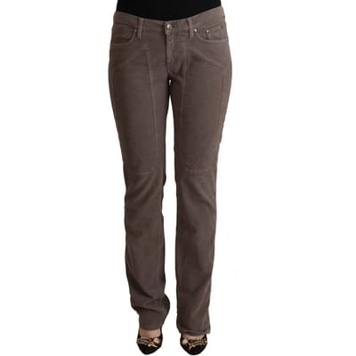 Jeckerson Women's Brown Cotton Low Waist Iconic Patches Leg Denim Jeans