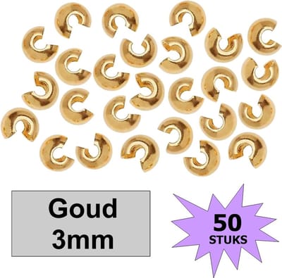 Fako Bijoux® - Knijpkraal Cover - Verberger - 3mm - 50 Stuks - Goudkleurig