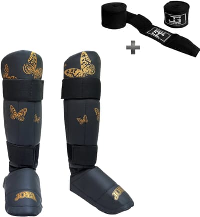 Joya Butterfly Scheenbeschermers Kinderen – Maat XXS – Kickboksen – Optimale Bescherming & Comfort – Goud – Incl. Bandage