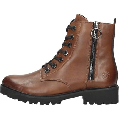 Remonte Bruine Leren Dames Veterboots - Bruin - 37
