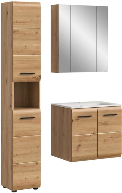 Moderne badcombinatie met wastafel - 4-delige set in zwart mat - 105x185x46 cm