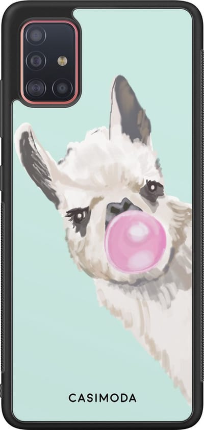 Casimoda® hoesje - Geschikt voor Samsung Galaxy A51 - Retro Lama - Zwart TPU Backcover - Geen opdruk - Blauw