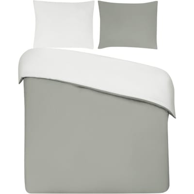 DoubleDry Dekbedovertrek 100% Percal Katoen - Eenpersoons 140x200/220 cm + 1 Kussensloop - Zacht, Ademend en Huidvriendelijk - Greige/Wit