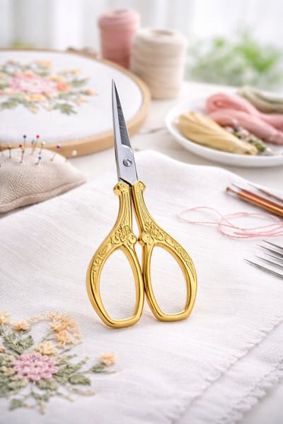 Belux Surgical Instruments /Borduurschaartje 9,5 cm – Goudkleurige Naaischaar met Scherpe Punt – Precisieschaar voor Borduren, Naaien en Draadknippen