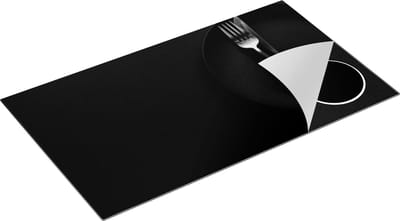 Chefcare Inductie Beschermer Gouden Bestek op een Zwarte Achtergrond - Zwart Wit - 90x50 cm - Afdekplaat Inductie - Kookplaat Beschermer - Inductie Mat