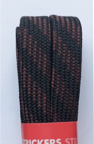 Strickers Veter - Zwart/Bruin - Plat - Lengte 120 cm - Breedte 10 mm - Bergschoen - Wandelschoen - Schoenveter
