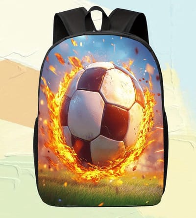 Vuur Voetbal Rugzak | Voetbalpatroon Rugtas | Rugzak Meisje | Rugzak Jongens | Mooie rugzakken met Voetbal | 20 liter | Kinder Rugzak
