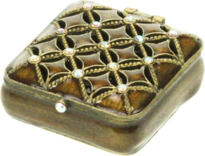 Doosje strass bruin 4,5x4,5cm
