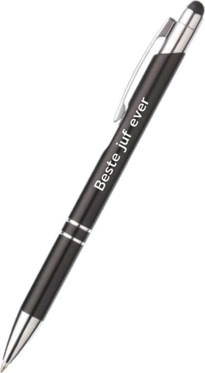 Akyol - beste juf ever pen - zwart - gegraveerd - Juf - collega - pen met tekst - leuke pennen - grappige pennen - werkpennen - stagiaire cadeau - cadeau - bedankje - afscheidscadeau collega - welkomst cadeau - met soft touch