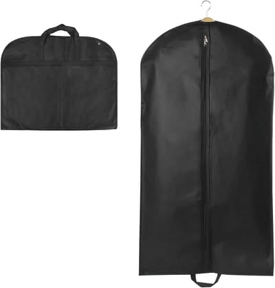 Kledingzak, 60 x 120 cm, lange kledingzak, pak met draaggreep, opberghoes, ademende kostuumtas voor colberts, overhemden, avondjurken, kostuumzak (zwart)