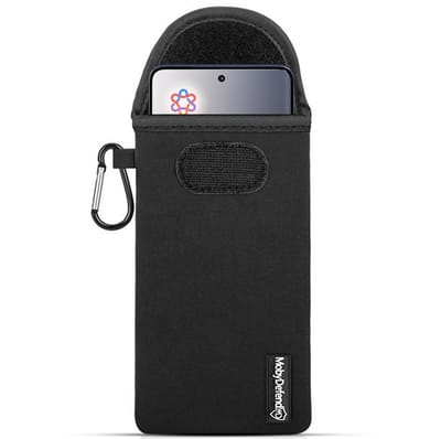 MobyDefend Hoesje - Geschikt voor Motorola Edge 60 / Motorola Edge 60 Fusion - Neopreen Pouch Met Karabijnhaak - Insteek - Riemlus - Zwart