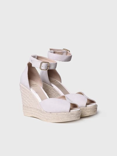 Witte bruidsespadrille met sleehak | PATRICIA