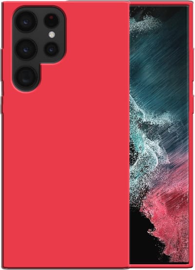 Smartphonica Siliconen hoesje voor Samsung Galaxy S22 Ultra case met zachte binnenkant - Rood geschikt voor Samsung Galaxy S22 Ultra