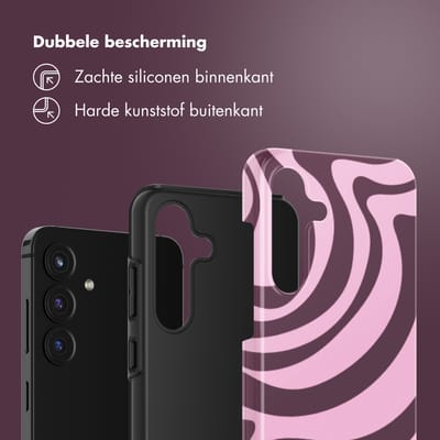 Selencia Hoesje - Geschikt voor Samsung Galaxy S25 FE - Backcover - Wavy Swirl Pink Plum