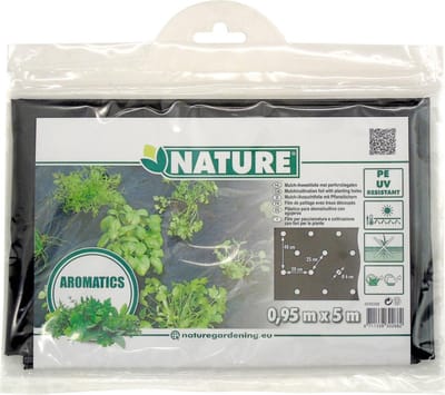 Nature - Kweekfolie voor tuinkruiden - 0,95 x 5m - Zwart - uv-bestendig - groeifolie