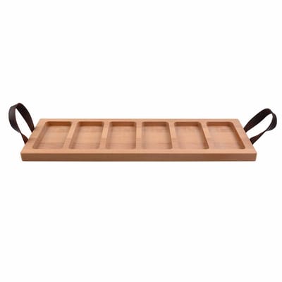 Bowls and Dishes | Puur Hout | Duurzaam | Beuken Streetfoodtray 59 cm 6-vaks handgr leer
