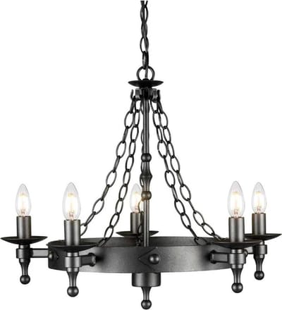 Elstead Lighting LED Kroonluchter | 5X E14 Max 60W | Dimbaar | Graphite Black