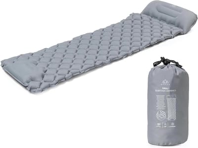 Kampeer matras - Slaapmat - Kamperen en wandelen - Met ingebouwde pomp - 190 x 63 x 6 cm - Grijs