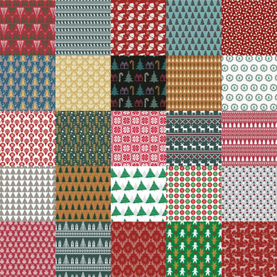 Kerstkaarten 50 stuks | patroon | A6-formaat | enkele kaart met 25 verschillende designs