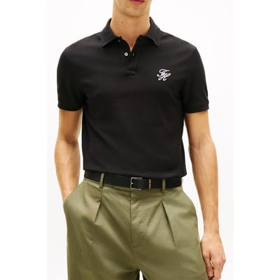 Tommy Hilfiger Th Script Regular Polo Black Größe: S | Poloshirts Outlet | Herren | Schwarz