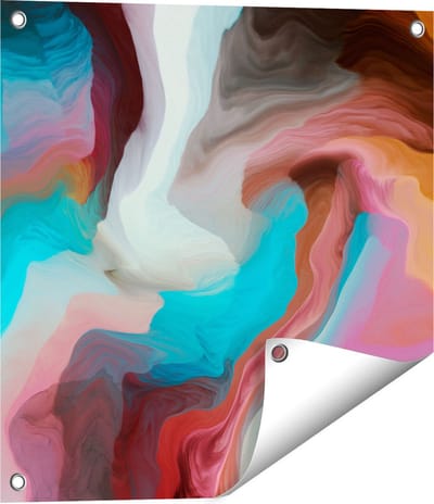 Gards Tuinposter Abstracte Kunst - Kleurrijke Golven - 50x50 cm - Tuindoek - Tuindecoratie - Wanddecoratie buiten - Tuinschilderij