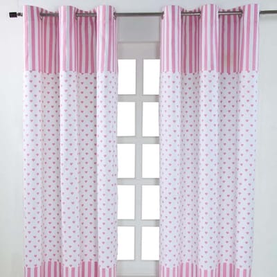 Homescapes gordijnen harten roze wit set van 2 137 x 117 cm