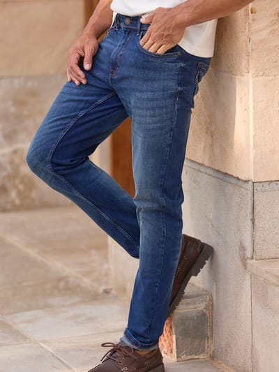 LERROS Baxter Relaxed Fit Jeans – Comfortabele stretch 5-pocket denim , Maat: W34_L32 , Kleur: SPACE BLUE MELANGE , 99% katoen, 1% elastaan