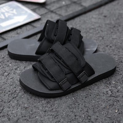 Zomer Buiten Heren Slippers Mode Klittenband Canvas Casual Koppel Schoenen Instapper Strand Slippers Sandalen Dames Schoenen Teenslippers 43 zwart