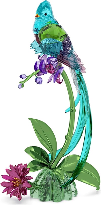 Swarovski beeldje Idyllia Quetzal en Orchidee 5682123 | meerkleurig kristal decoratie, luxe collectors item, schitterende natuur en elegantie
