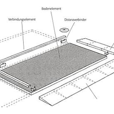 Afstandhouder voor asecos vloerelementen met hoogte 78 mm, gegalvaniseerd staal, B 25 x D 120 mm