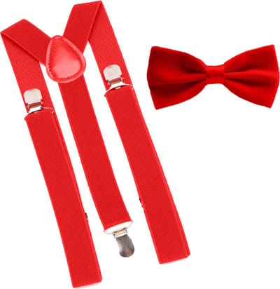Bretels inclusief vlinderdas - Rood - met stevige clip - bretels - vlinderdas - strik – strikje - luxe - heren - unisex - giftset