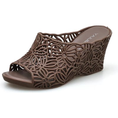 Dames Slee Sandalen Zomer Nieuw Casual Dames Dikke Zool Hol Anti-Slip Ademend Strand Buiten Hoge Hak Sandalen 40 bruin
