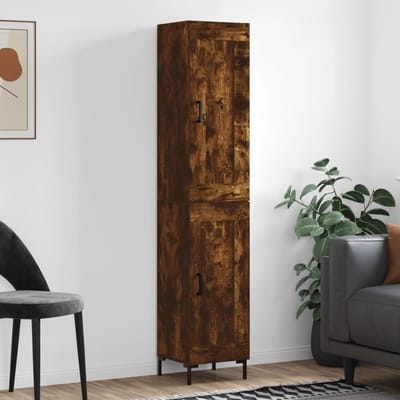 vidaXL - Hoge - kast - 34,5x34x180 - cm - bewerkt - hout - gerookt - eikenkleurig