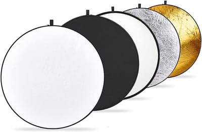 5-in-1 Opvouwbare Fotoreflector Set (30 cm) - Zilver, Goud, Wit, Zwart & Translucent voor Studio en Buitenopnames