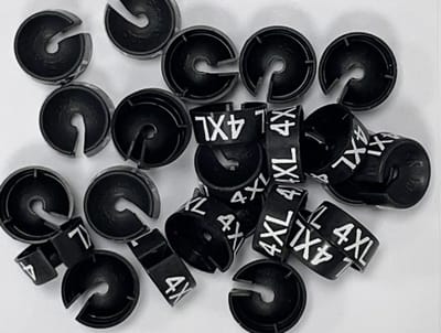 Bleijenberg Maatdopje maat 4XL zwart - Maataanduiding voor kledinghangers per 25 stuks - Maatringetje Ø 20 mm - Kledinghangers - Kleerhanger - Kapstok - Mark-Brics - wisersizer