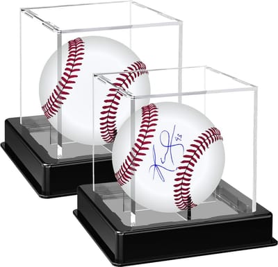 Transparante Acryl Display Kist voor Honkbal, Softbal of Tennisbal met UV Bescherming - Inclusief Standaard (2 Stuks)