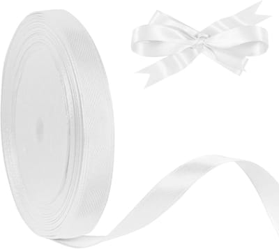 Witte Satijnen Ribbons van 10mm - Decoratieve Ribbons voor Kerst, Bruiloften en Cadeaus, Perfect voor Feestelijke Versieringen en Creatieve Projecten