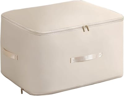 Dekbed Opbergzak - Linnen Organizer - Ruimte Besparen - Automatische Compressie - 54x42x30cm - Oatmeal