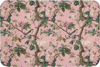 Badmat 90x60 cm - Antislip - Pioenrozen - Botanisch - Vogel - Badmatten voor badkamer - Badkamermat - Douchemat - Badkamer mat