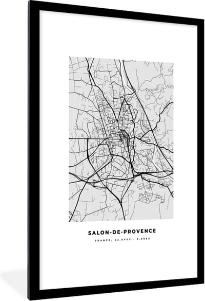 Fotolijst incl. Poster - Plattegrond - Kaart - Stadskaart - Frankrijk - Salon-de-Provence - 80x120 cm - Posterlijst