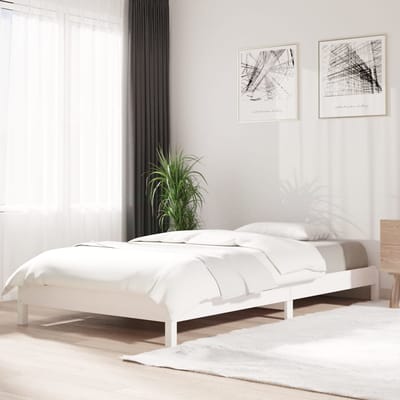vidaXL - Bed - stapelbaar - 100x200 - cm - massief - grenenhout - wit